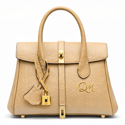 Luxury Yellow Alligator Pattern Leather Handbag for Women | Designer Top Handle Purse - Quick Moto