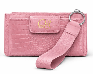 White Croc Texture Leather Wristlet Wallet – Signature Tab Organizer - Quick Moto