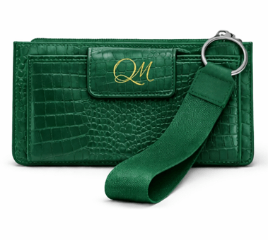 White Croc Texture Leather Wristlet Wallet – Signature Tab Organizer - Quick Moto