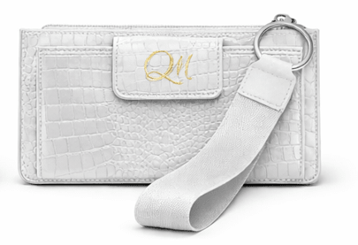 White Croc Texture Leather Wristlet Wallet – Signature Tab Organizer - Quick Moto