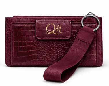 White Croc Texture Leather Wristlet Wallet – Signature Tab Organizer - Quick Moto