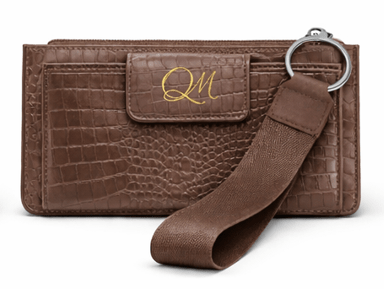 White Croc Texture Leather Wristlet Wallet – Signature Tab Organizer - Quick Moto