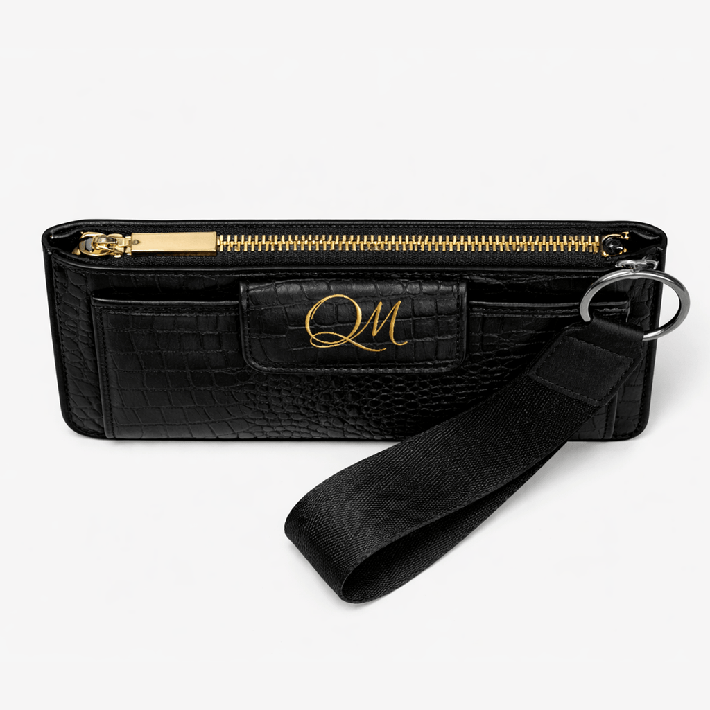 White Croc Texture Leather Wristlet Wallet – Signature Tab Organizer - Quick Moto