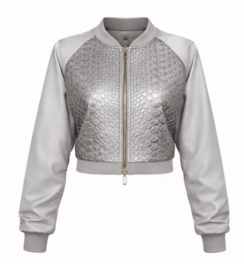 Women’s Croc Texture Leather Bomber Jacket – Zip Front Slim Fit Style - Quick Moto