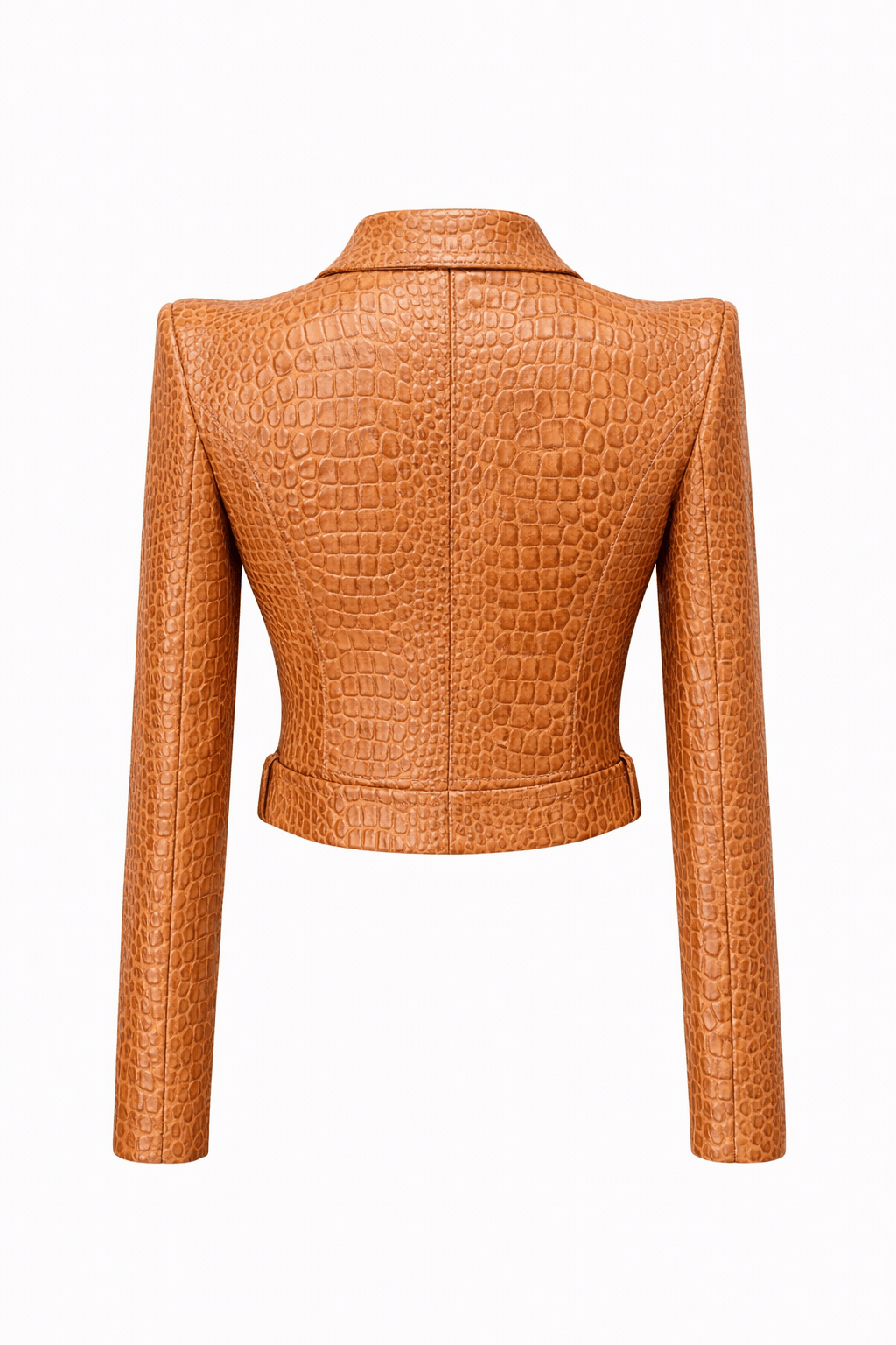 Women’s Croc Texture Leather Jacket – Slim Fit Zip Front Moto Style - Quick Moto