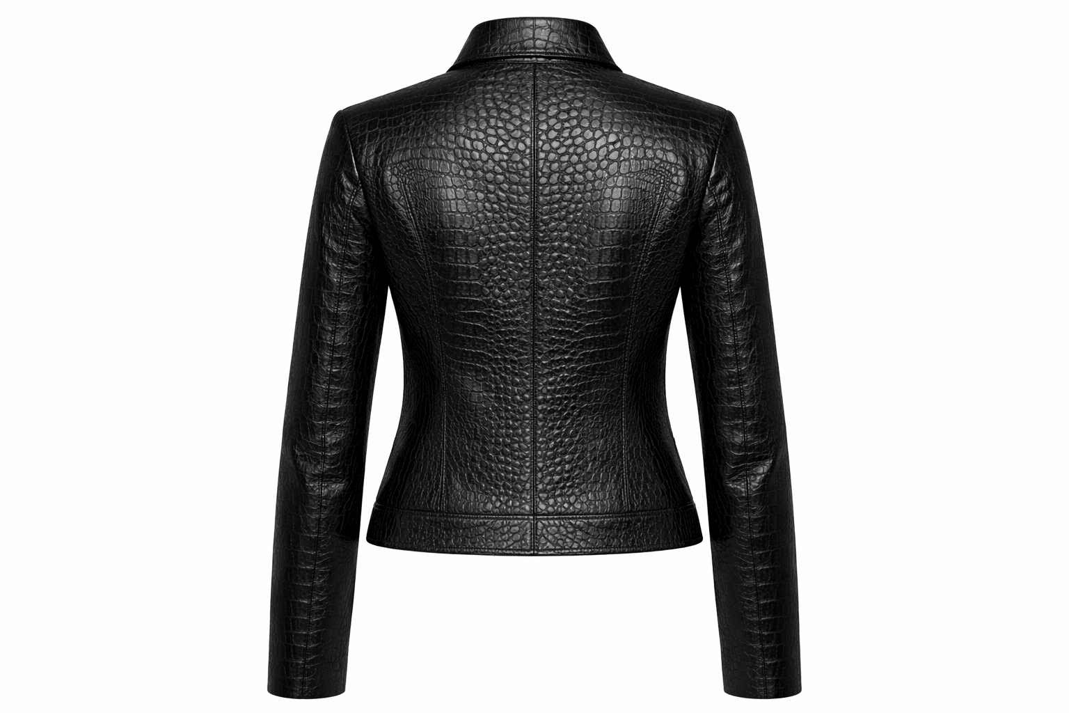 Women’s Croc Texture Leather Moto Jacket – Slim Fit Asymmetrical Biker Style - Quick Moto