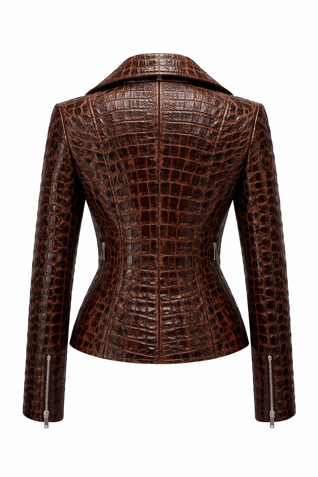 Women’s Croc Texture Leather Moto Jacket – Slim Fit Asymmetrical Biker Style - Quick Moto