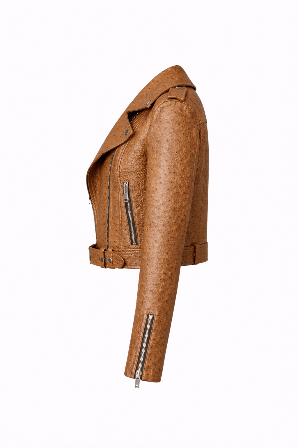 Women’s Textured Leather Moto Jacket – Belted Slim Fit Biker Style - Quick Moto